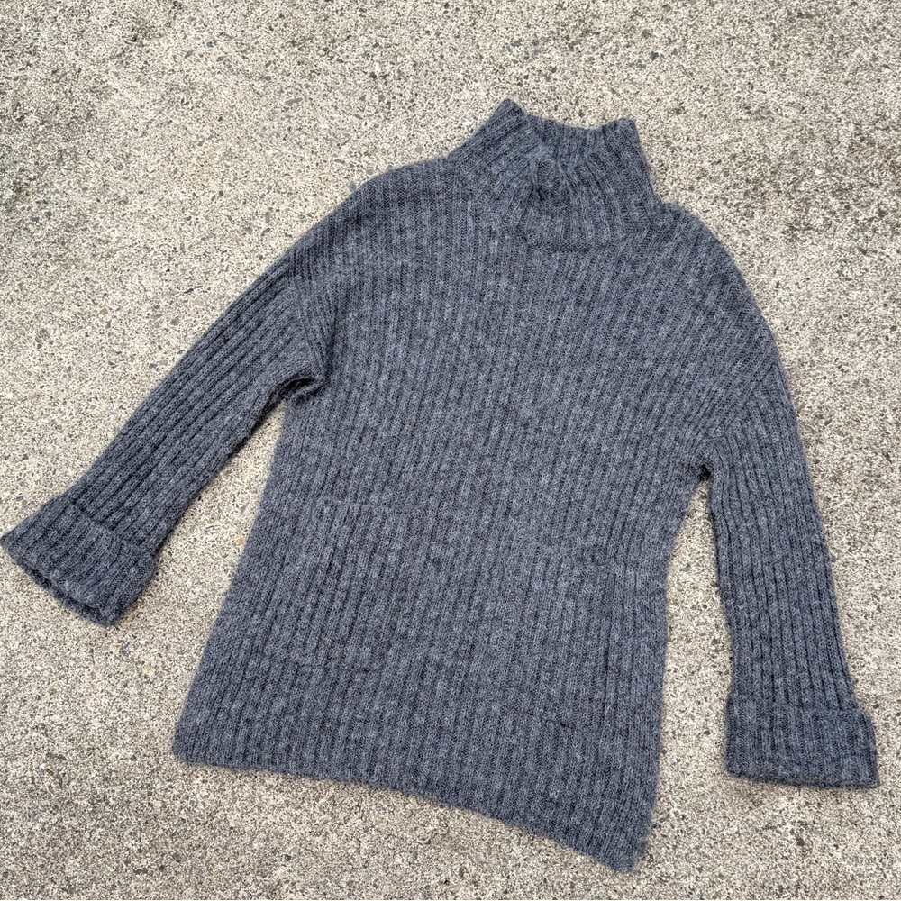 Peruvian Connection Alpaca Blend Charcoal Ribbed Turtleneck Sweater – Size S